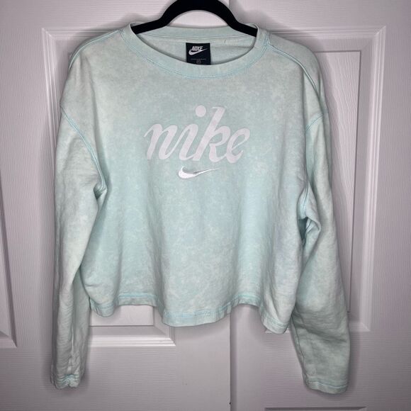 Nike Plus Cropped Sweatshirt Teal Sweatshirt Women’s 1x - Picture 1 of 6